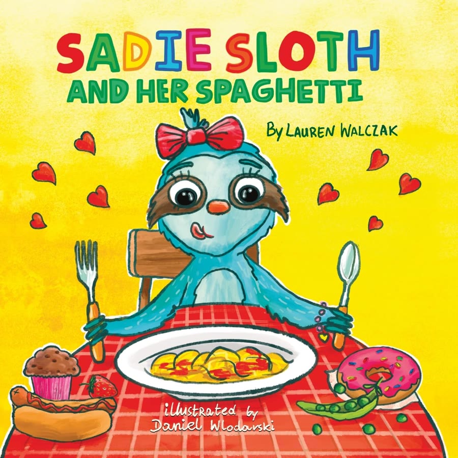 Cover of the children’s book Sadie Sloth and Her Spaghetti